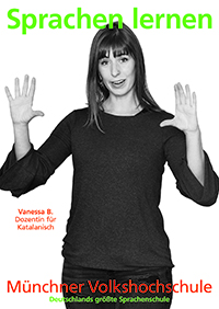 Plakat Dozentin Vanessa B. für Katalanisch